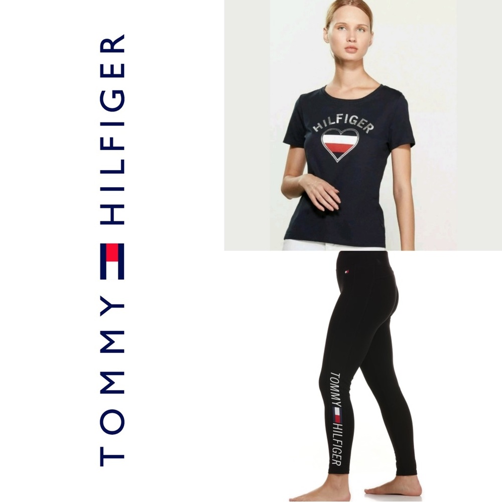 NEW! ❤️🤍💙 | Tommy Hilfiger Graphic Tee, Leggings Pant & FREE Baseball Hat Set